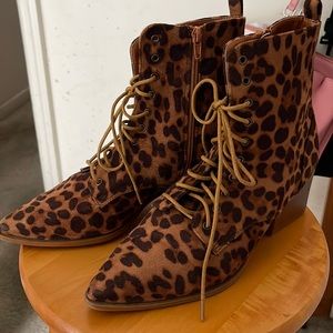 Faux Suede Leopard Booties